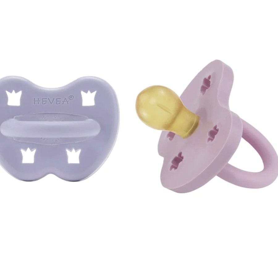 Baby, Kids & Teens Hevea | Pacifier 2 Pack; Round (Light Orchard & Dusty Violet) 3-36 Month - Hev