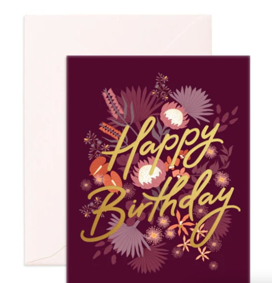 For Mums & Dads Fox & Fallow | Happy Birthday Amaranth Greeting Card