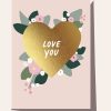 For Mums & Dads Elm Paper | Love You Gold Heart Floral Greeting Card