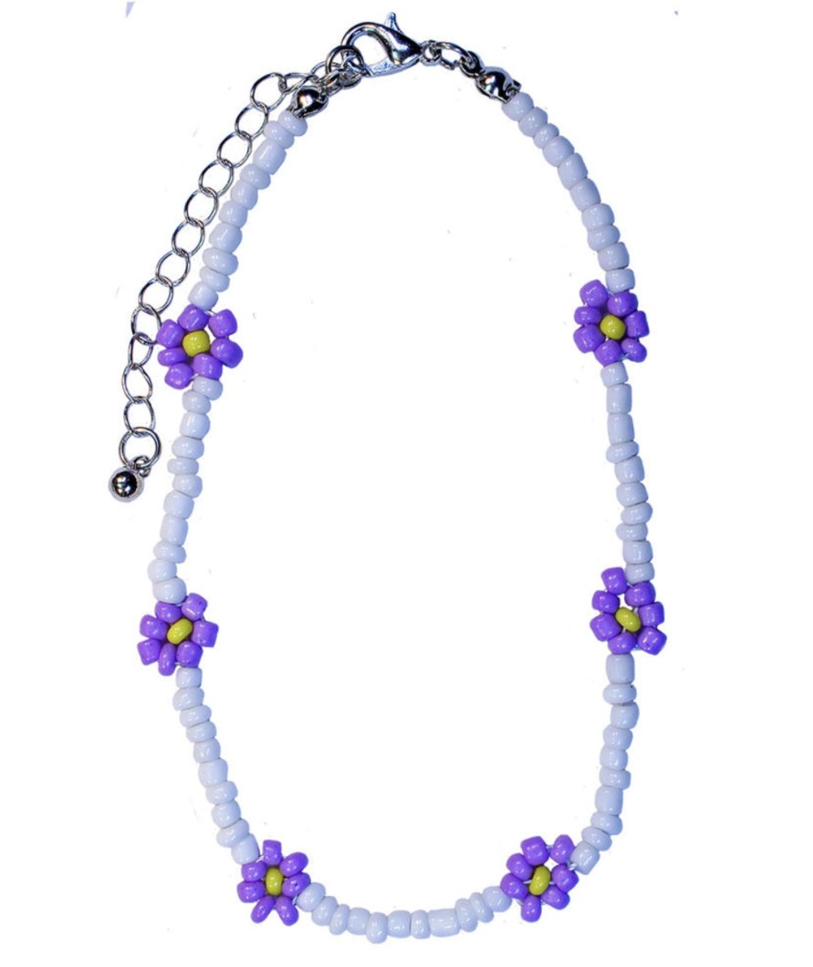 Clothes & Accessories Aquarius Designs | Anklet; Purple Flower - Aquarius Designs