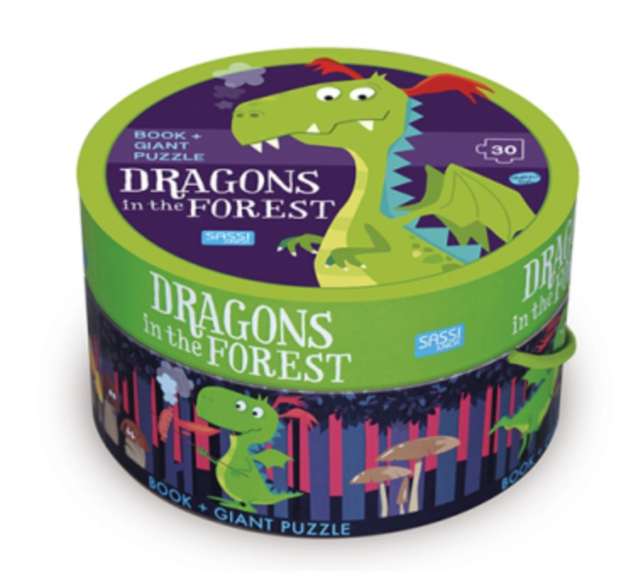 Toys & Activites Sassi | Dragon'S In The Forest - Book & Giant Puzzle