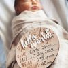 For Mums & Dads Hello Fern | Wooden + Acrylic "Hello World' Birth Announcement Disc - Hello Fern