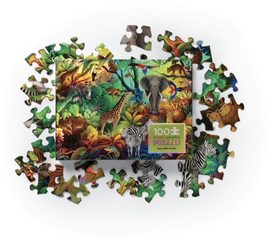 Toys & Activites Crocodile Creek | Holographic Puzzle 100Pc; Jungle Paradise - Crocodile Creek