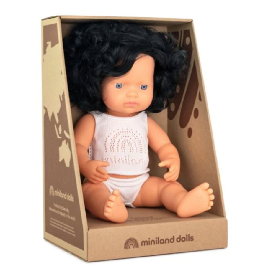 Toys & Activites Miniland | Caucasian Doll With Black Hair- 38Cm