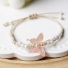 Clothes & Accessories Aquarius Designs | Adjustable Anklet; Pastel Pink Butterfly - Aquarius Designs