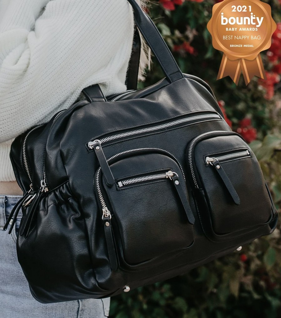 For Mums & Dads OiOi | Faux Leather Carry All Nappy Bag - Black