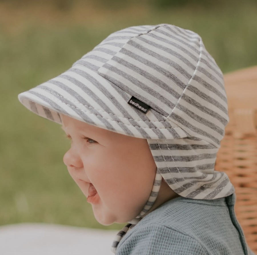 Clothes & Accessories Bedhead Hats | Legionnaire Flap Sun Hat - Grey Stripe