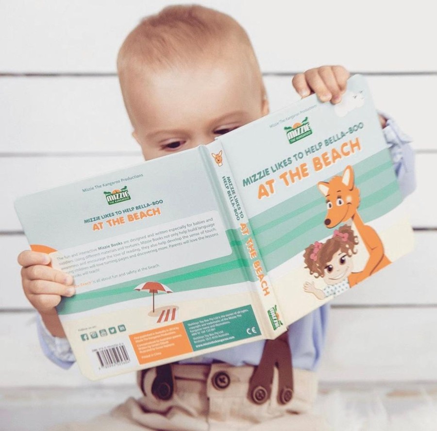 Toys & Activites Mizzie The Kangaroo | Touch And Feel Mizzie Baby Board Book - At The Beach