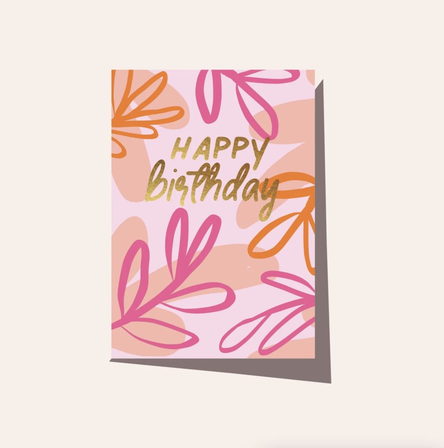 For Mums & Dads Elm Paper | Happy Birthday Peach Foliage Greeting Card