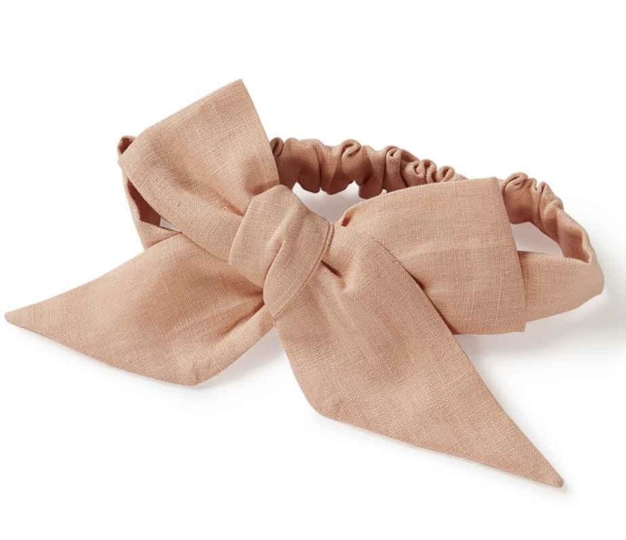 Clothes & Accessories Snuggle Hunny Kids | Rust Pre-Tied Linen Bow - Baby & Toddler