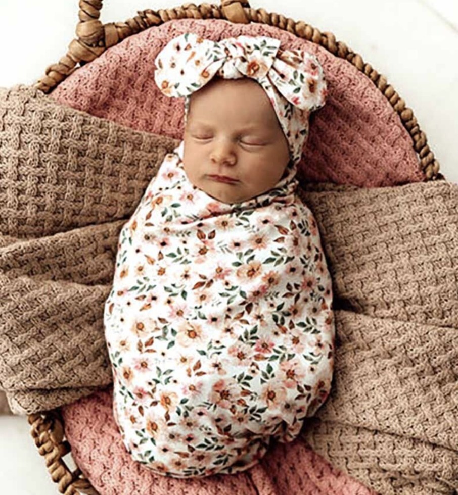 Baby, Kids & Teens Snuggle Hunny Kids | Snuggle Swaddle & Topknot Set; Spring Floral - Snuggle Hunny Kids