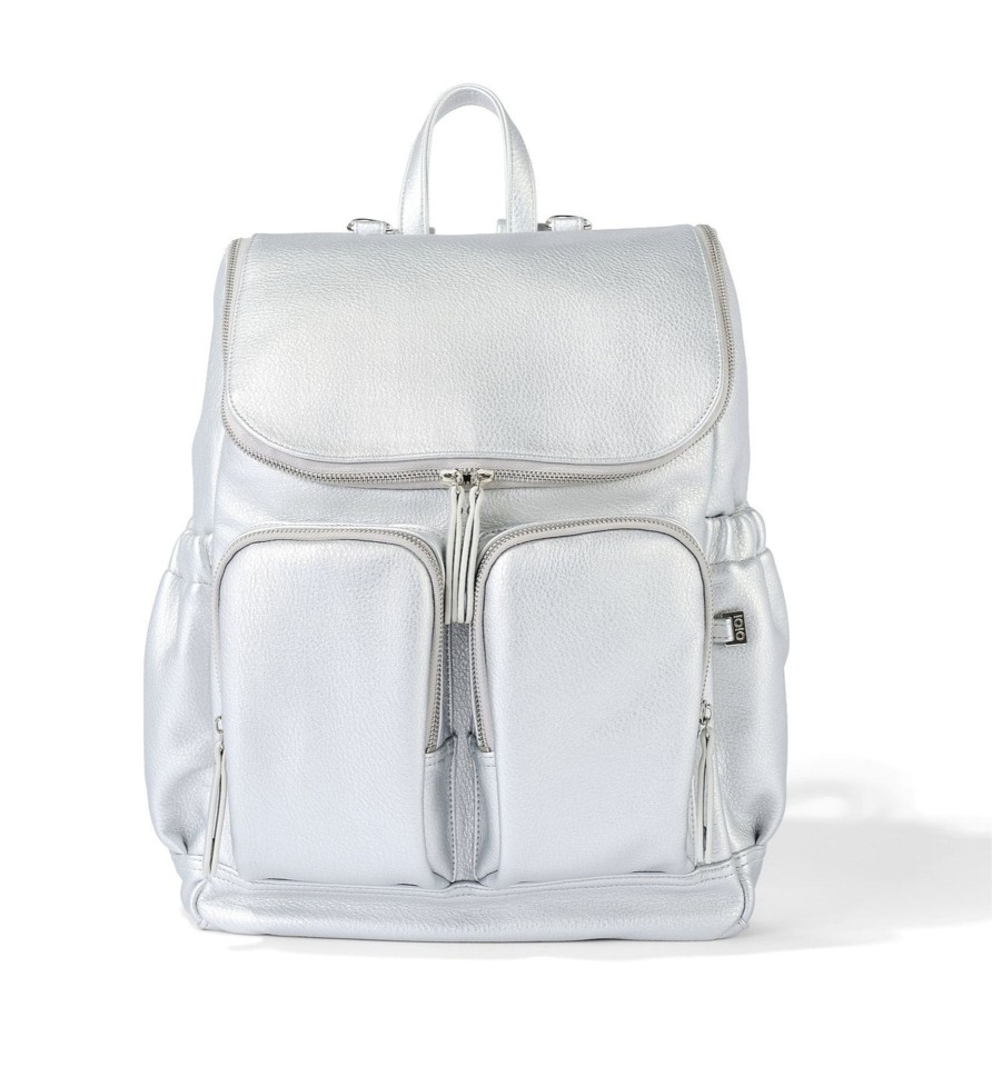 For Mums & Dads OiOi | Faux Leather Nappy Backpack - Silver Dimple