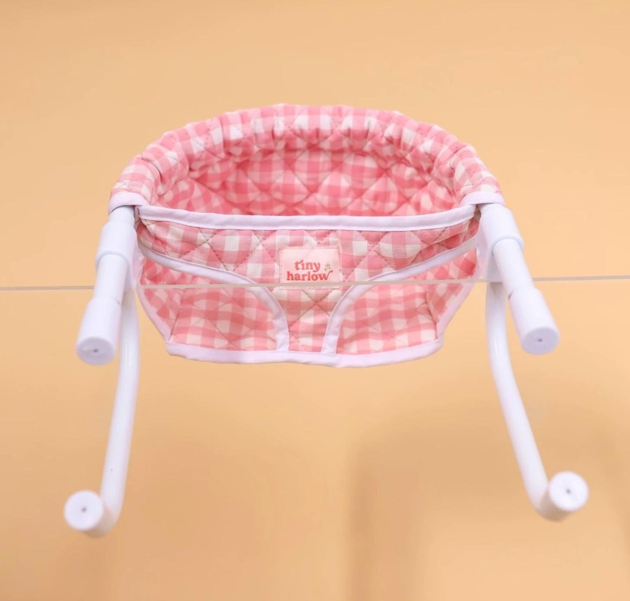 Toys & Activites Tiny Harlow | Doll'S High Chair Seat; Pink Gingham - Tiny Harlow