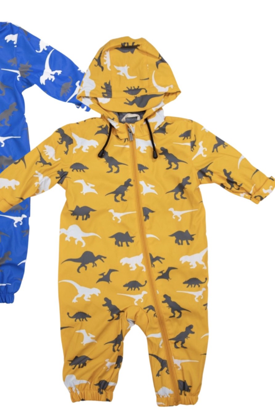 Clothes & Accessories Korango | Colour Change Rain Suit - Mustard Dino