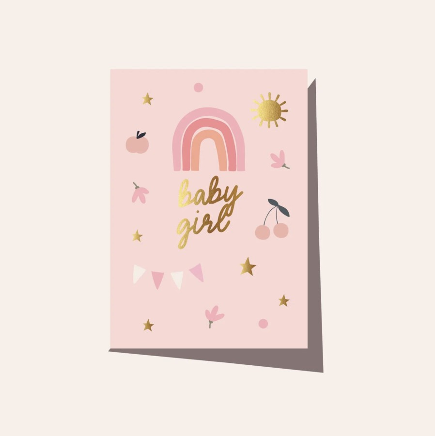 For Mums & Dads Elm Paper | Rainbow Baby Girl Greeting Card