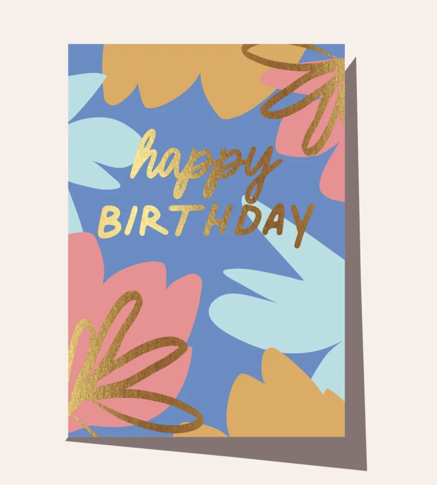 For Mums & Dads Elm Paper | Happy Birthday Blue Foliage Greeting Card