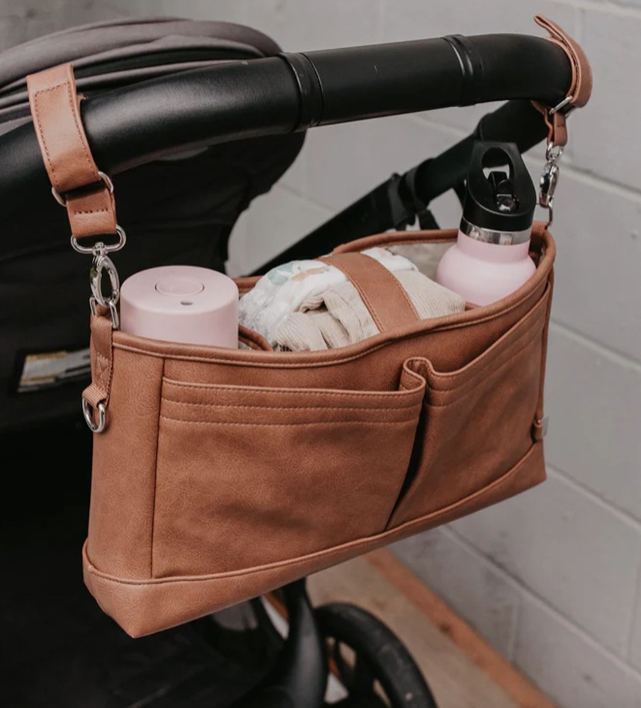 For Mums & Dads OiOi | Faux Leather Stroller Organiser/Pram Caddy - Tan