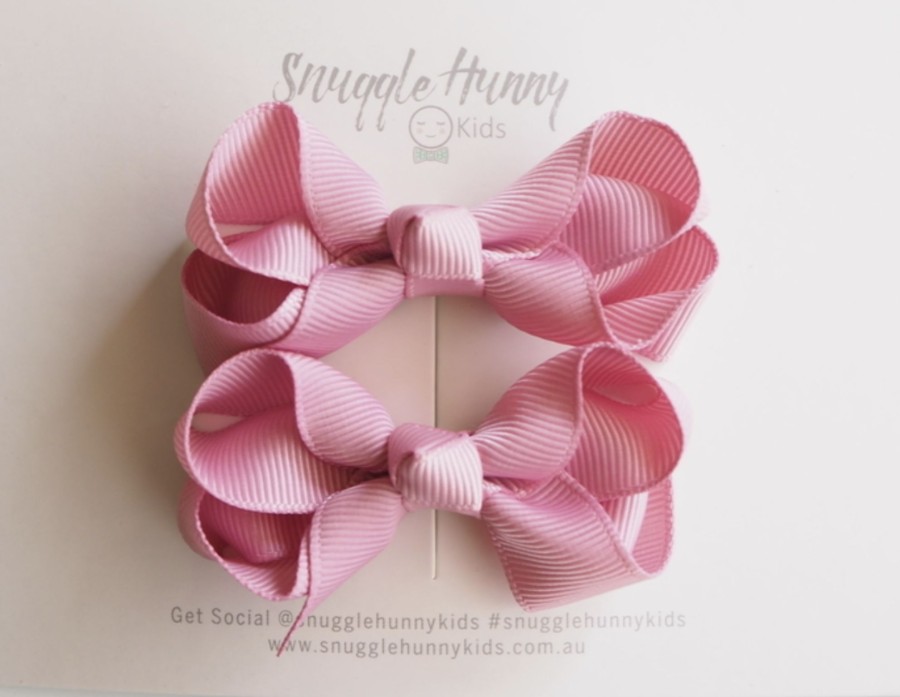 Clothes & Accessories Snuggle Hunny Kids | Piggy Tail Bow Clips; Dusty Pink - Snuggle Hunny Kids