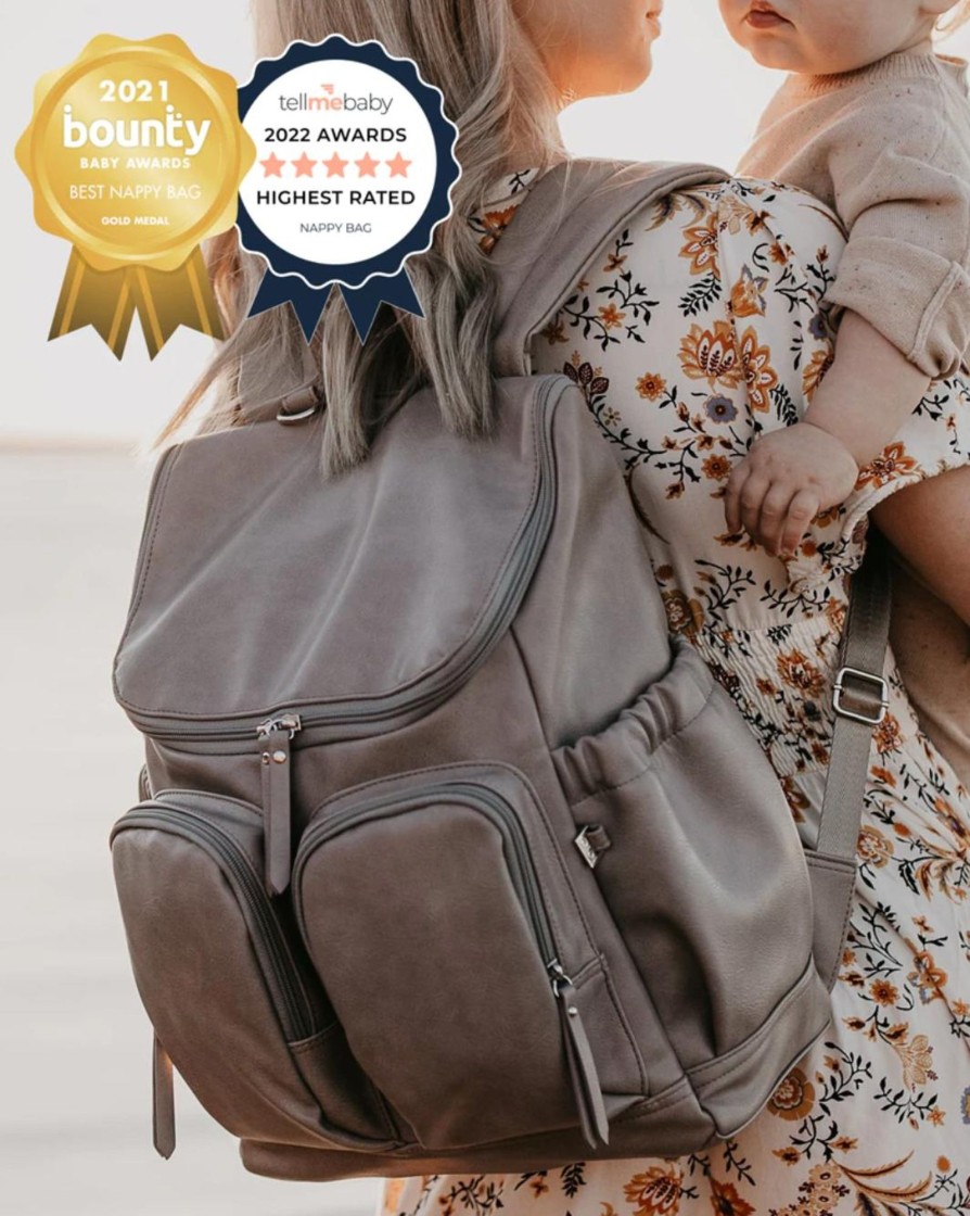 For Mums & Dads OiOi | Faux Leather Nappy Backpack - Taupe