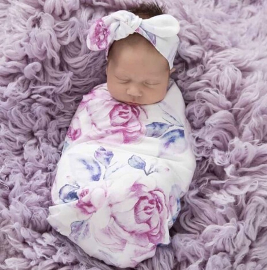 Baby, Kids & Teens Snuggle Hunny Kids | Snuggle Swaddle & Topknot Set; Lilac Skies - Snuggle Hunny Kids