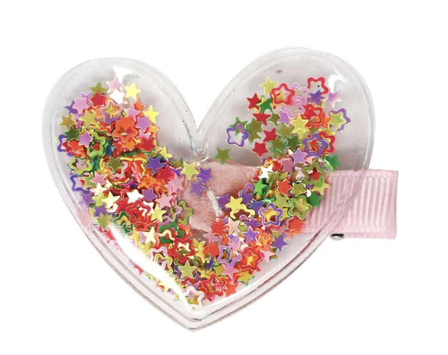 Clothes & Accessories Pink Poppy | Hair Clip; Glitter Shaker Heart