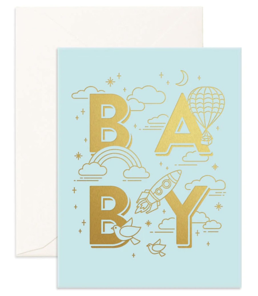 For Mums & Dads Fox & Fallow | Baby Universe Blue Greeting Card