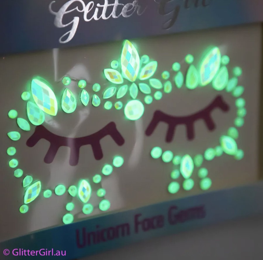 Clothes & Accessories Glitter Girl | Glow In The Dark Face Gems - Mardi Gras - Glitter Girl