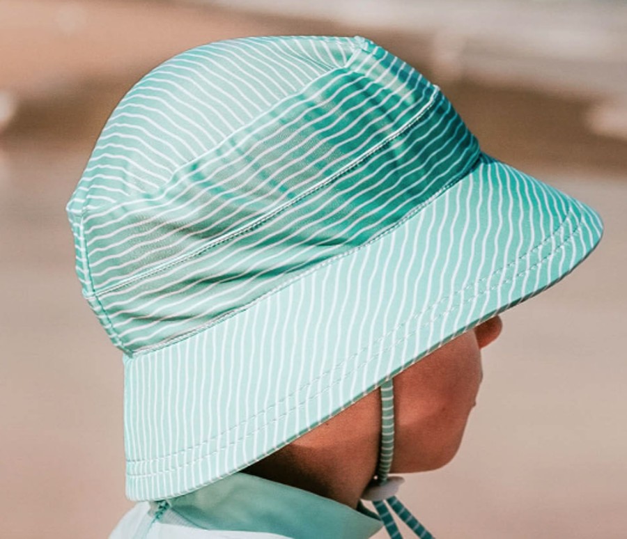 Clothes & Accessories Bedhead Hats | Kids Classic Swim Bucket Beach Hat - Turquoise Stripe