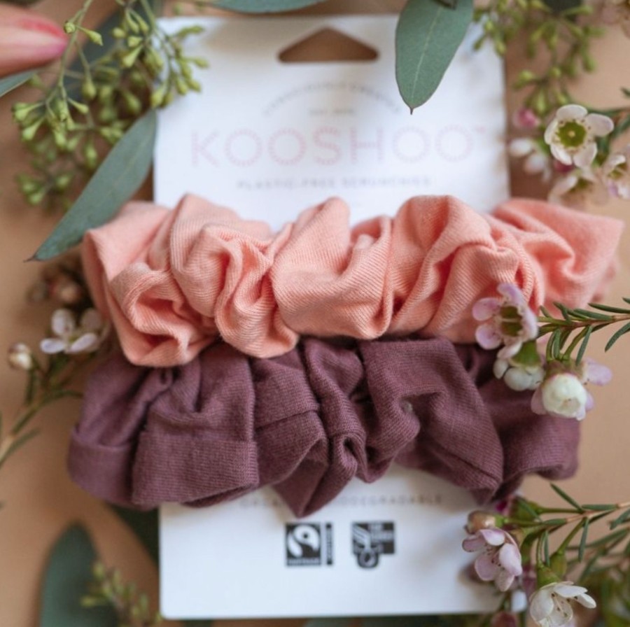 Clothes & Accessories KOOSHOO | Kooshoo Plastic-Free Scrunchies Coral Rose (Organic) 2 Pack