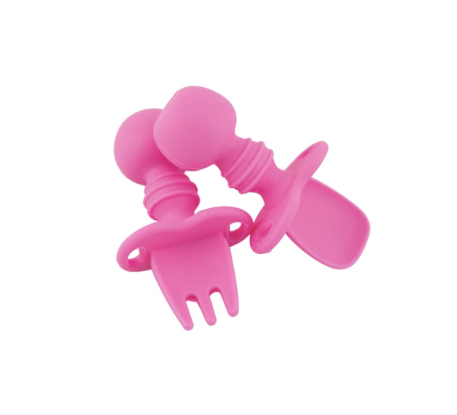 Baby, Kids & Teens Mumma's Little Helpers | Starting Solids Baby Silicone Fork & Spoon Easy Grip - Pink