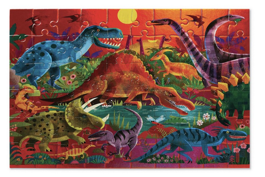 Toys & Activites Crocodile Creek | Dazzling Dinosaurs 60Pc Puzzle - Crocodile Creek