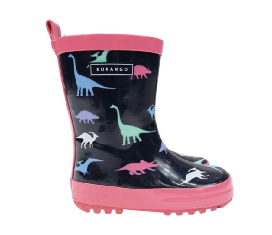 Clothes & Accessories Korango | Gumboot - Dino Print Hot Pink/Navy