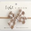 Clothes & Accessories Light + Moon | Cotton Bow Headband; Beige Gingham - Light + Moon