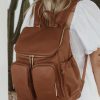 For Mums & Dads OiOi | Faux Leather Nappy Backpack - Tan