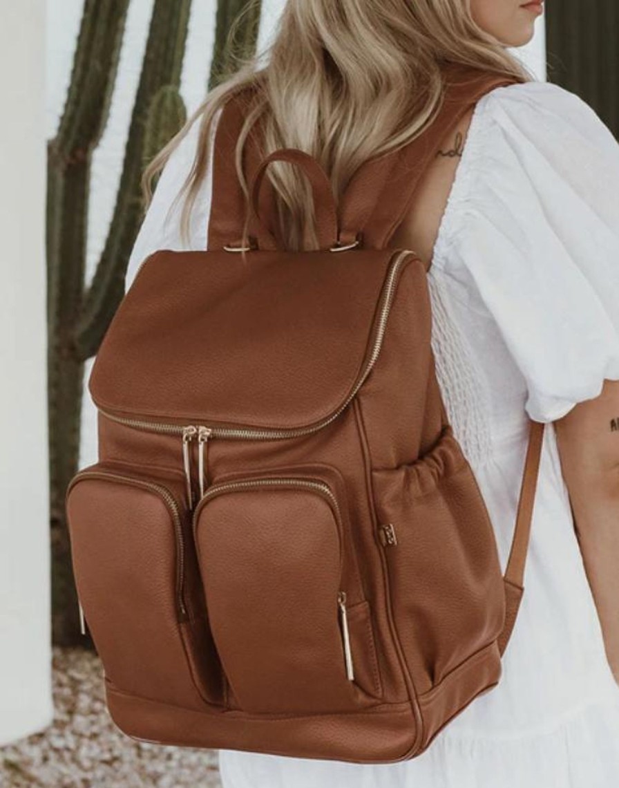 For Mums & Dads OiOi | Faux Leather Nappy Backpack - Tan