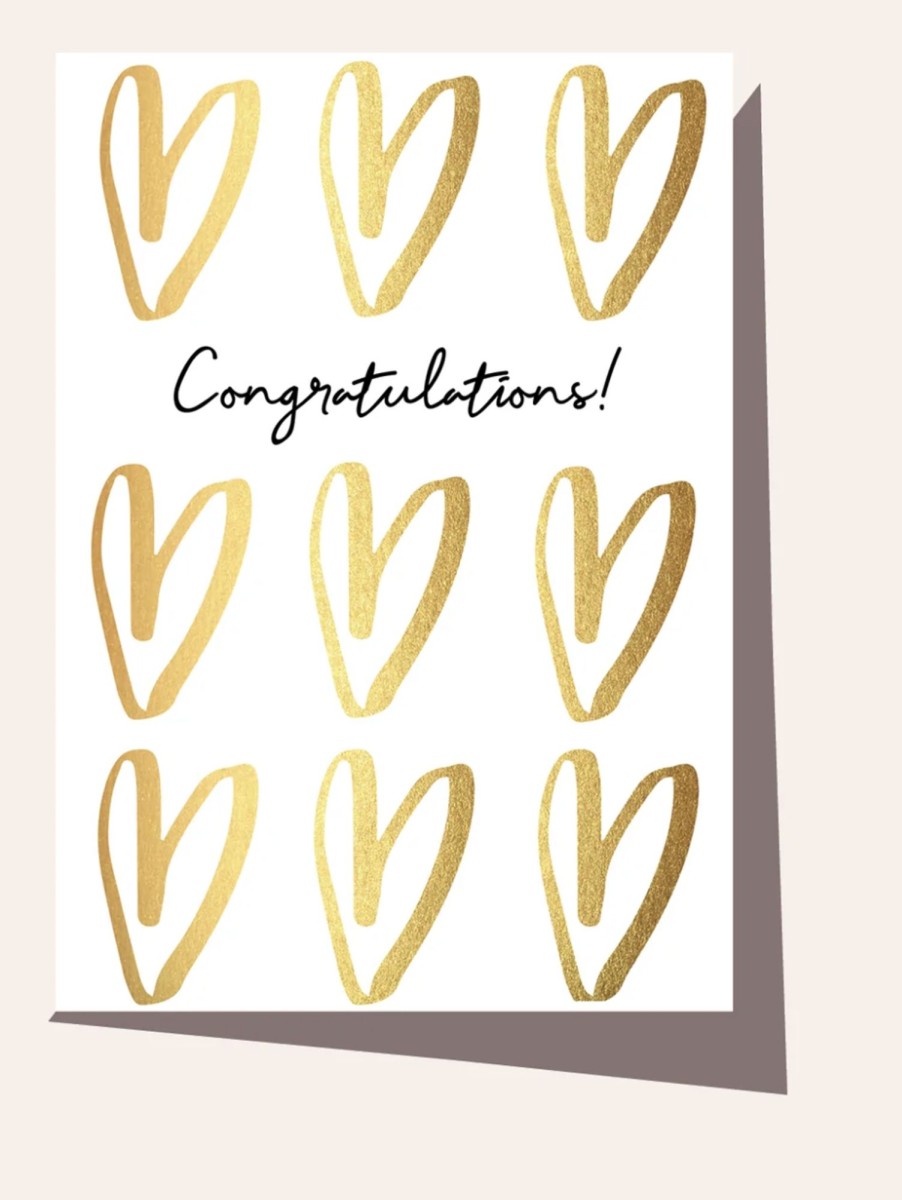 For Mums & Dads Elm Paper | Congratulations Gold Hearts Greeting Card