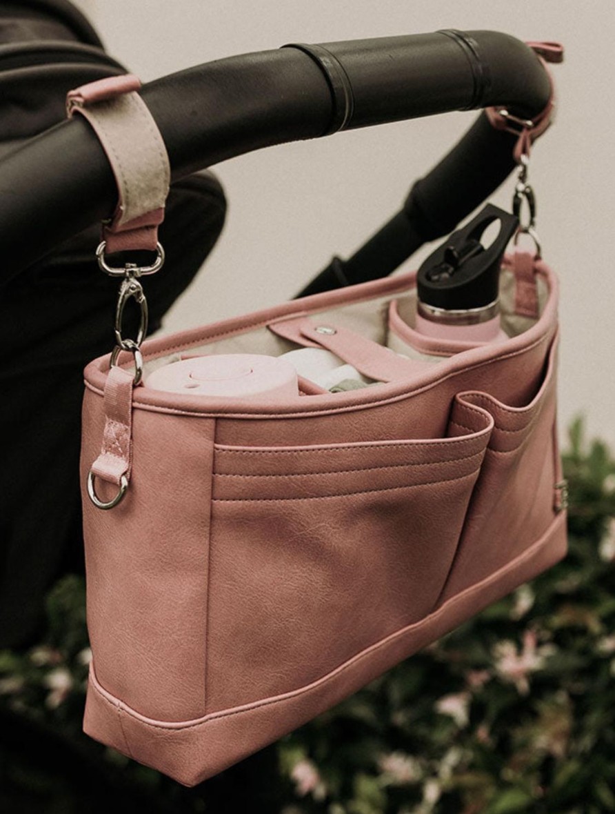 For Mums & Dads OiOi | Faux Leather Stroller Organiser/Pram Caddy - Dusty Rose