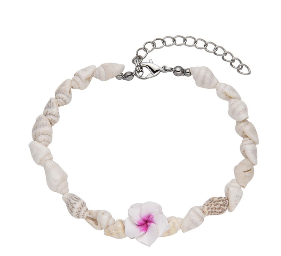 Clothes & Accessories Aquarius Designs | Anklet; Seashell & Pink - Aquarius Designs