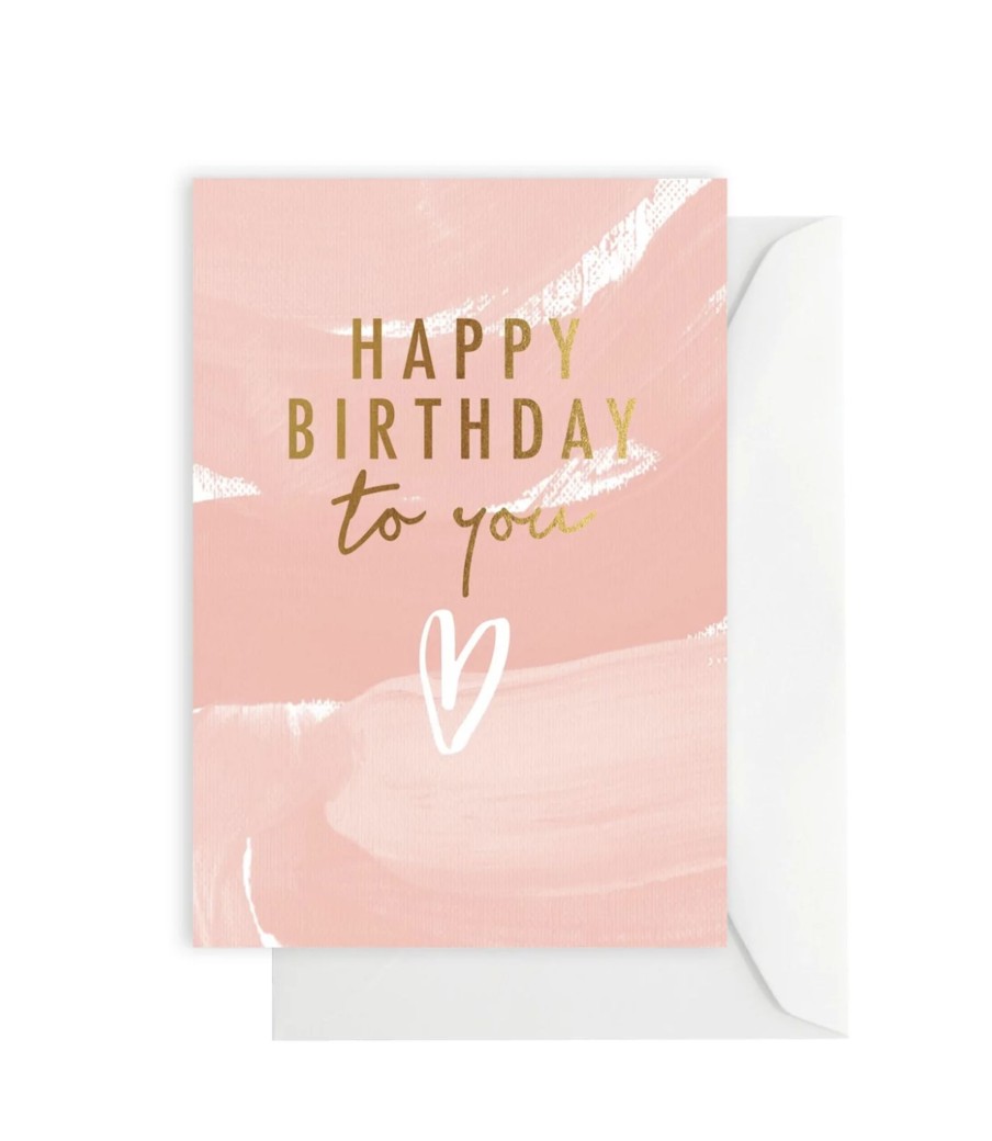 For Mums & Dads Elm Paper | Happy Birthday Brushy Peach Greeting Card