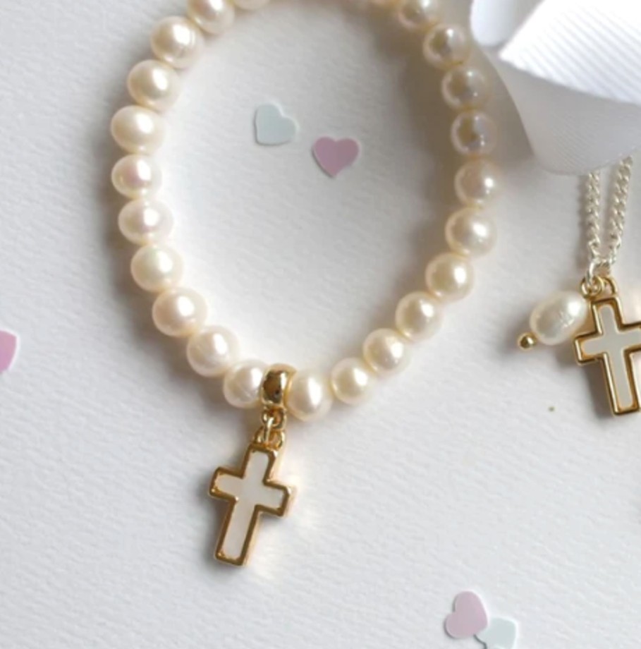 Clothes & Accessories Lauren Hinkley Australia | Bracelet - Freshwater Pearl Cross