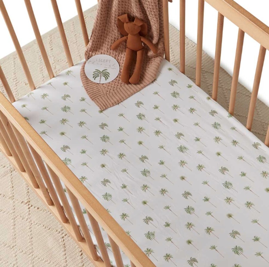 Baby, Kids & Teens Snuggle Hunny Kids | Fitted Cot Sheet; Green Palm - Snuggle Hunny Kids