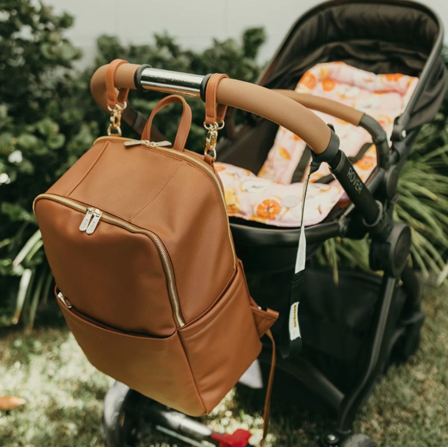 For Mums & Dads OiOi | Faux Leather Multitasker Nappy Backpack - Chestnut Brown