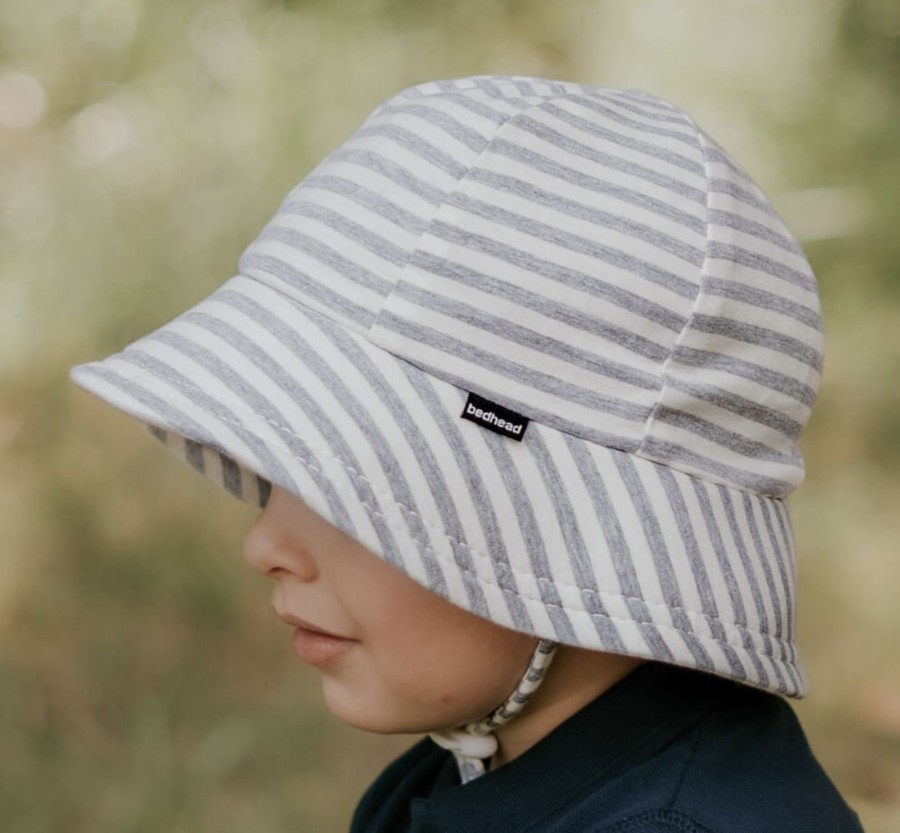 Clothes & Accessories Bedhead Hats | Toddler Bucket Sun Hat - Grey Stripe