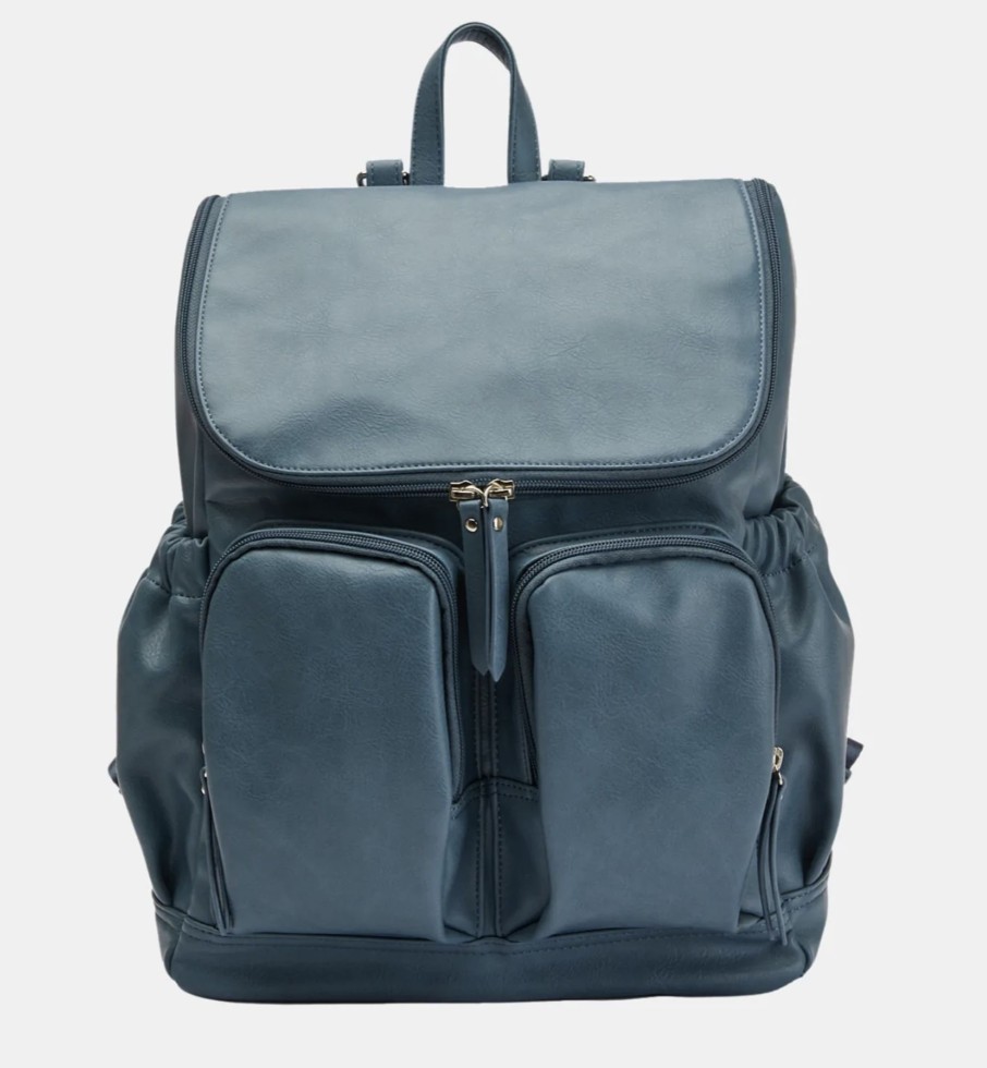 For Mums & Dads OiOi | Faux Leather Nappy Backpack - Stone Blue