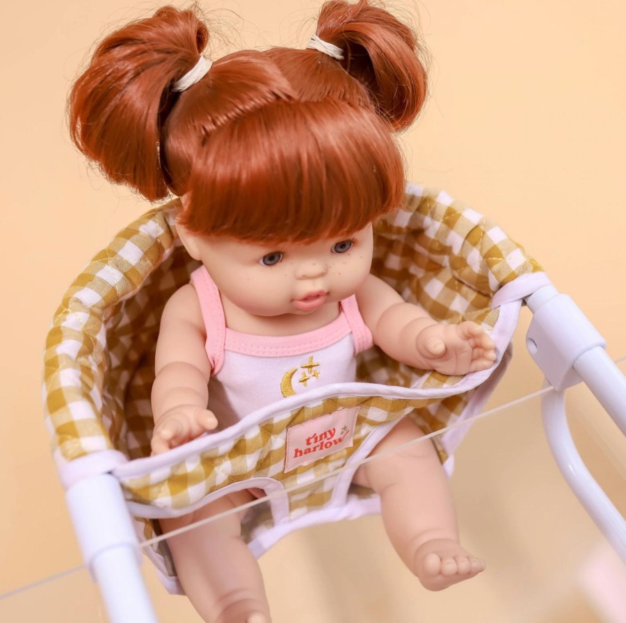 Toys & Activites Tiny Harlow | Doll'S High Chair Seat - Mustard Gingam