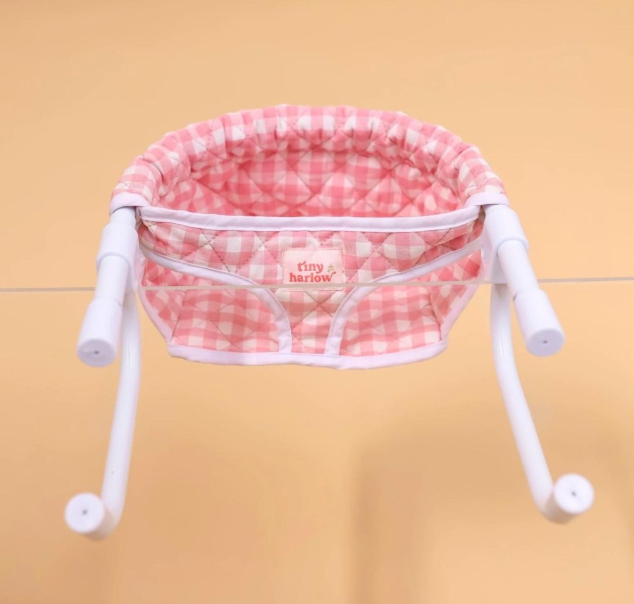 Toys & Activites Tiny Harlow | Doll'S High Chair Seat - Mustard Gingam