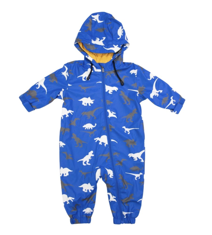 Clothes & Accessories Korango | Colour Change Rain Suit - Victorian Blue Dino