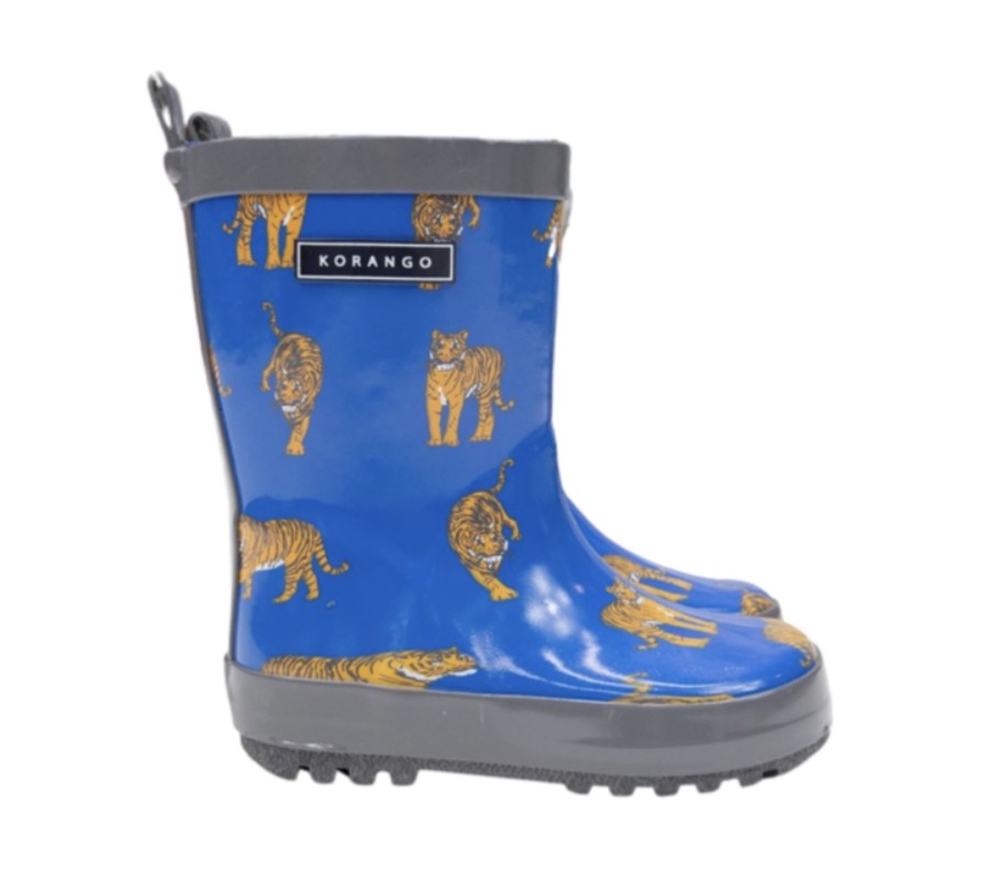 Clothes & Accessories Korango | Gumboot - Tiger Print Victoria Blue/Charcoal