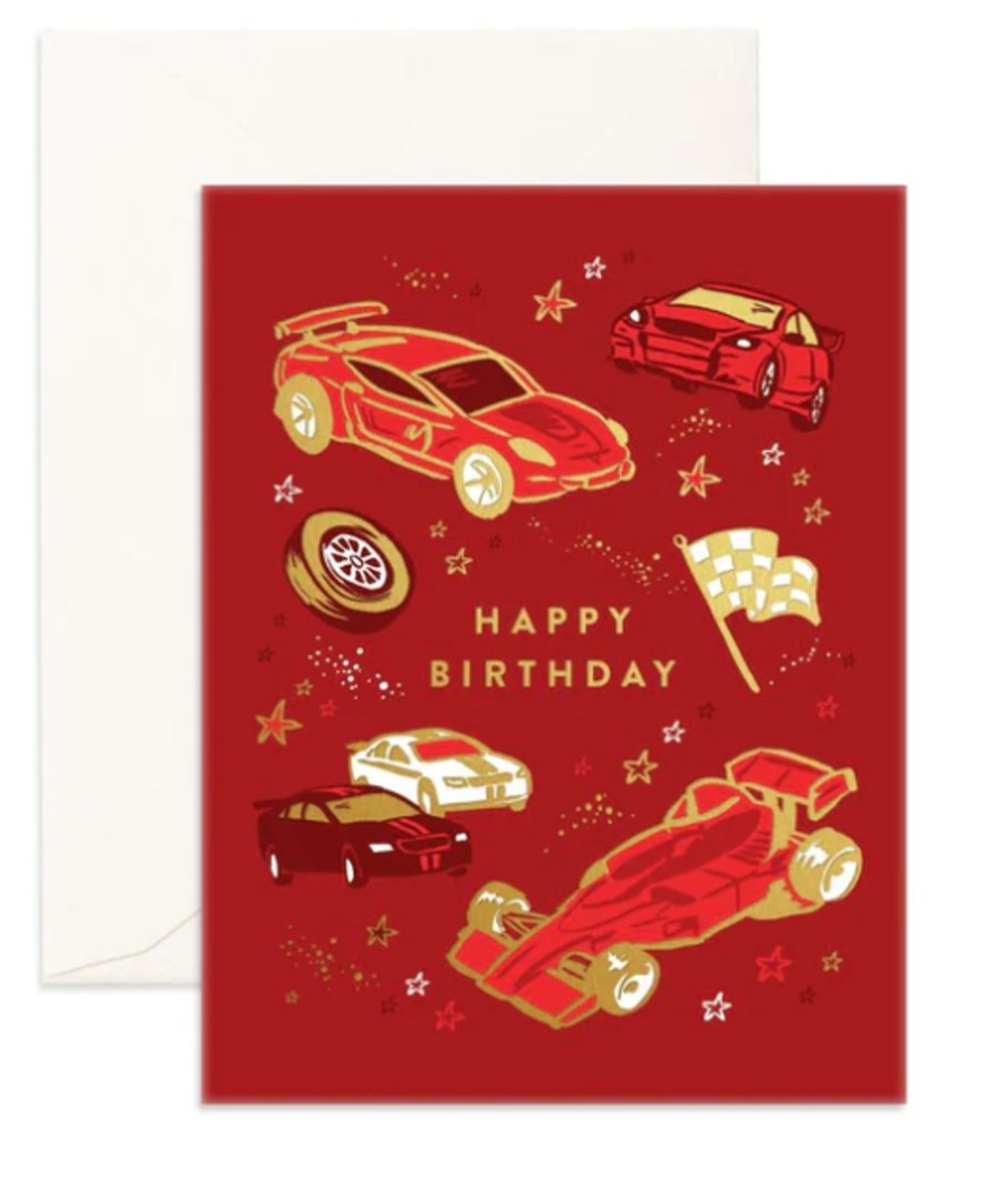 For Mums & Dads Fox & Fallow | Happy Birthday Race Cars Greeting Card